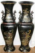 112020 CHINESE LACQUER URNS C1800 PAIR H41