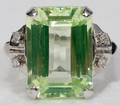 111048 14K WHITE GOLD PERIDOT  DIAMOND RING