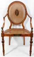 111042 ADAMS STYLE SATINWOOD  CANED ARMCHAI C1930