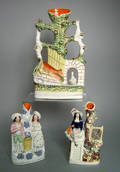 Three Staffordshire spill vases 19th c