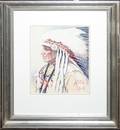 032075 AM GEORGE BMITCHELL WATERCOLOR INDIAN CHIEF