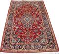 032068 KESHAN WOOL PERSIAN RUG WINE RED MEDALLIONS