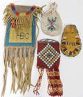 011170 AMERICAN INDIAN BEADED HIDE POUCHES 20TH C