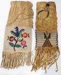 011132 AMERICAN INDIAN BEADED HIDE BAGS L15 OVERALL