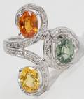 060078 GOLD DIAMOND  MULTICOLORED SAPPHIRE RING
