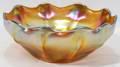 052079 IRIDESCENT GOLD GLASS BOWL WSCALLOPED LIP