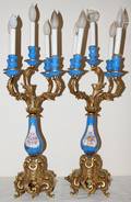 041086 SEVRES STYLE PORCELAIN FIVELIGHT CANDELABRAS
