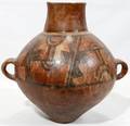 040107 PERUVIAN POLYCHROME POTTERY HANDLED VESSEL