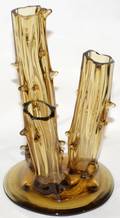 021095 STEUBEN AMBER GLASS RUSTIC TRIPARTITE VASE