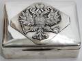 051122 RUSSIAN SILVER BOX WITH EAGLE AFTER FABERGE