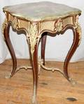 032152 LOUIS XV STYLE MAHOGANY  BRONZE DORE TABLE