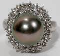 032143 12MM TAHITIAN PEARL RING WITH 15 CT DIAMONDS