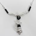 030138 18KT WHITE GOLD DIAMOND AND ONYX NECKLACE