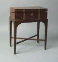 George III brass bound mahogany lap desk on stand ca 1800