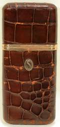 011224 ENGLISH 9K YELLOW GOLD  CROCODILE CIGAR CASE