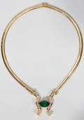 122087 EMERALD DIAMOND  18K GOLD NECKLACE