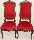 052153 LOUIS XV STYLE WALNUT  RED SIDE CHAIRS SIX