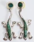 050143 MEXICAN STERLING  TURQUOISE LIZARD EARRINGS