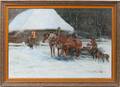 042091 RUSSIAN OIL ON CANVAS WINTER NIGHT SCENE
