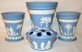 032203 WEDGWOOD JASPERWARE VASES WFROGS  POMANDER