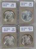 030202 MORGAN SILVER DOLLAR COINS 4 PCS