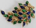 021167 CARTIER 18KT YELLOW GOLD  ENAMEL BROOCH