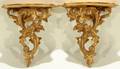 011264 FLORENTINE GILT WOOD CURIO BRACKETS PAIR