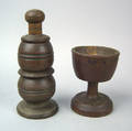 Turned wooden treen spice grinder 19th c
