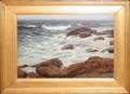 122132 OLAF BRAUNER OIL ON CANVAS ROCKY COASTLINE