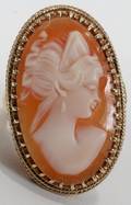 050197 SIFFARI CAMEO RING SET IN 10 KT YELLOW GOLD