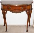 042155 QUEEN ANNE STYLE WALNUT CONSOLE H 33 W 35