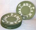 032237 WEDGWOOD MOSS GREEN JASPERWARE PLATES 20TH C