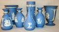 032205 WEDGWOOD BLUE JASPERWARE VASES  BUD VASES