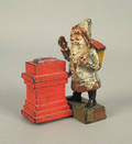 Cast iron Santa At Chimney mechanical bank late 19th c