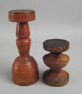 Two turned fat lamp stands 19th c