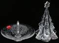 011308 BACCARAT CRYSTAL RING DISH  CHRISTMAS TREE