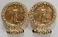 010154 14K GOLD  COIN POST EARRINGS 14 GRAMS PAIR