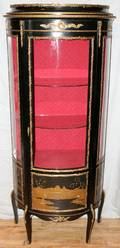 060218 LACQUER  GILT METAL CURIO CABINET