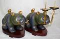 050247 CHINESE CLOISONN PANDA FORM CANDLE HOLDERS