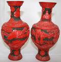 050237 CHINESE CINNEBAR VASES C 19201930 PAIR