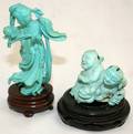 050232 CHINESE CARVED TURQUOISE FIGURES H 1 12 3