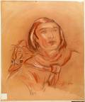 042194 PASTEL ON PAPER SIGNED APACHE WOMAN  CHILD
