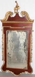 042165 ENGLISH MAHOGANY FRAMED MIRROR 18TH C H 58