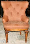 041270 WALNUT  TERRA COTTA LEATHER CHAIR