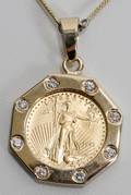 040266 1995 LIBERTY GOLD COIN PENDANT WITH DIAMONDS