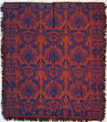 Red and blue jacquard coverlet ca 1840