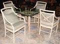 021248 MCGUIRE PLATE GLASS TOP TABLE 4 BAMBOO CHAIRS