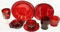 011329 FRENCH PRESSED  MOLDED RED GLASS GROUPING