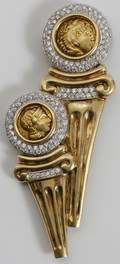 122214 18K YELLOW GOLD  DIAMOND BROOCH C 3 CTS