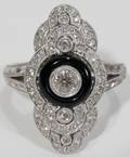 122209 14K WHITE GOLD DIAMONDBL ONYX LADYS RING
